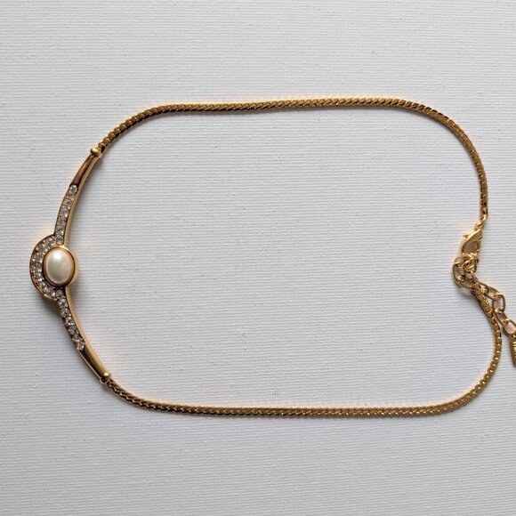 Vintage Signed Vendome Pearl & Rhinestone Necklace - Picture 5 of 6
